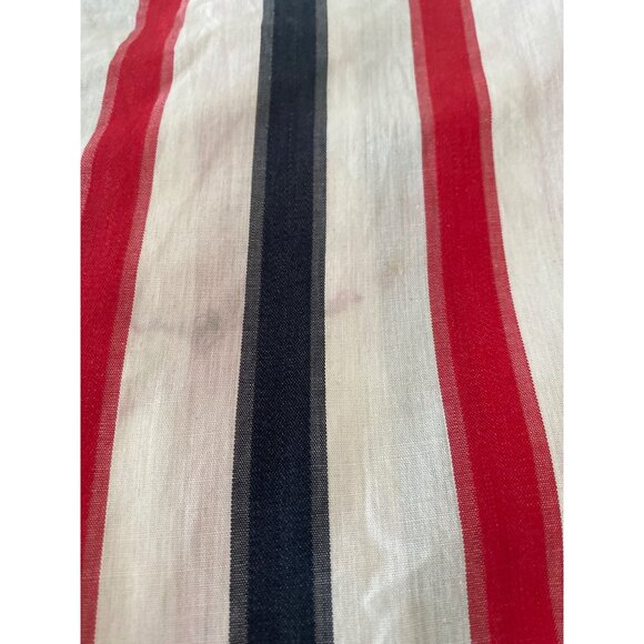 Vintage Fabric Red White Navy Stripe Quilting Sewing Cloth Cotton ~208 X 36 AS I - Picture 16 of 16